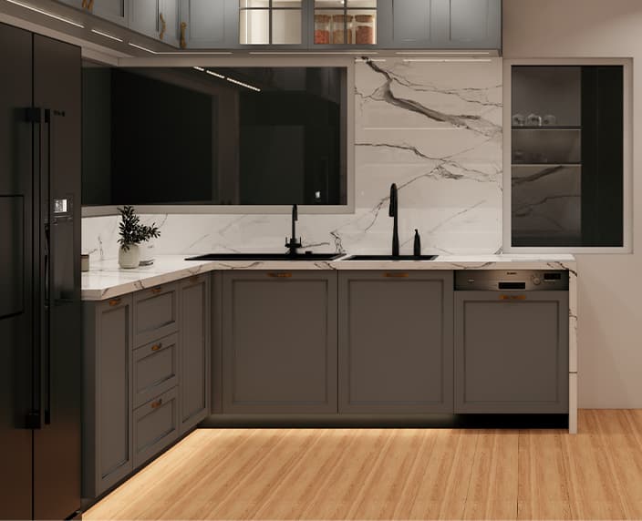 Urban Industrial — L-Shape Kitchen by Jumbo SS Kitchens